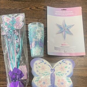 Party City Butterfly and Star Decoration Set - Pink and Blue